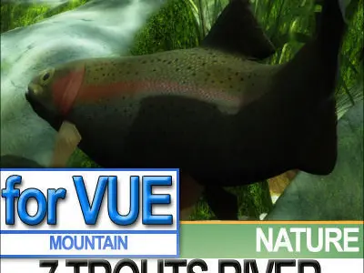 7 Rainbow Trout Realistic River Scene 3D model
