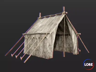 Medieval Crude Camp Tent Medium Low-poly 3D model
