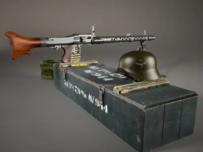 German MG-34 machine gun set 3D model