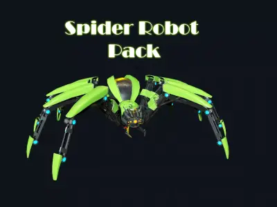 Spider Robot Pack Low-poly 3D model
