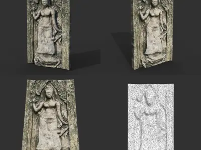 Ancient Khmer Temple Wall modular Ultra HD 16K Texture - 221013 Low-poly 3D model