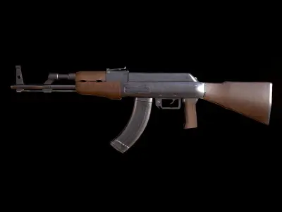 Ak-47 ak - rifle Low-poly 3D model 7