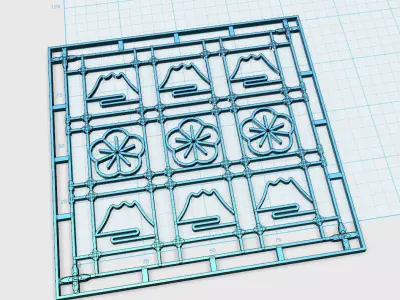 Window gratings of Taiwan-Mountains and Plum Blossoms 3D model