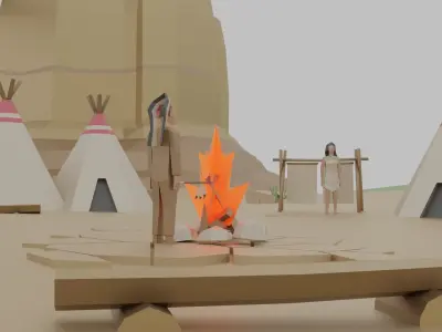 Wild Town Low-poly 3D model