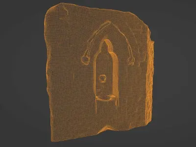 Stone Font Gothic Fountain Photo-Scan Low-poly 3D model