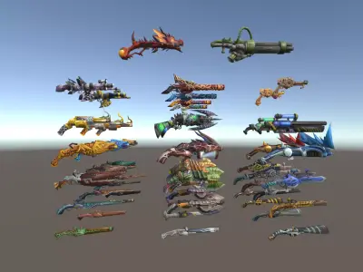 Cartoon Fantasy Weapons Guns Low-poly 3D model