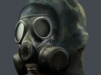 Gas mask helmet 3d model military combat Low-poly 3D model
