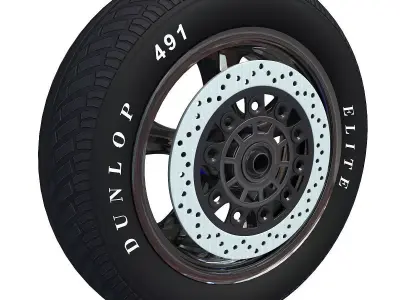 Black Motorcycle Tire 3D model