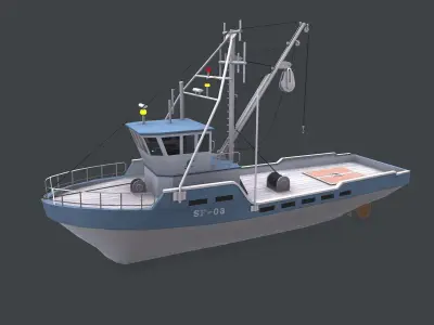 Fishing Boat Low-poly PBR Low-poly 3D model