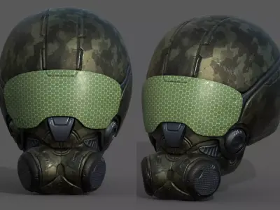 Helmet scifi combat military fantasy low poly  Low-poly 3D model