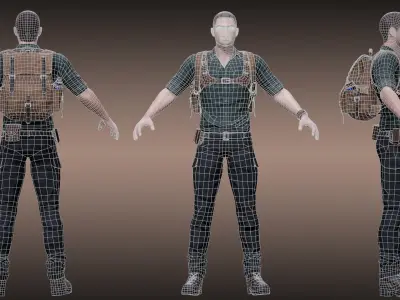 Male Survivor Low-poly 3D model