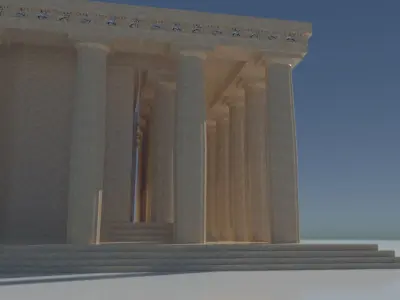 The Parthenon greek temple with columns and roof Low-poly 3D model