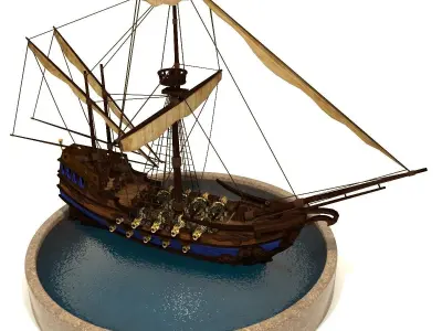 Pirate Galeon Low-poly 3D model