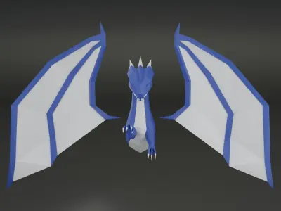 Low-poly blue Dragon 3D model