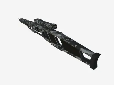 SciFi Sniper Gunblade A08 Black Camouflage - Fiction Weaponry Low-poly 3D model