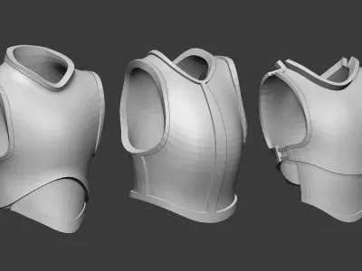 20 Low poly medieval fantasy body armor base mesh IMM brush 3D model