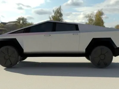 CyberTruck futuristic electric vehicle Low-poly 3D model