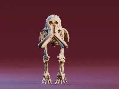 Realistic Mammals Fossil - Mammoth Low-poly 3D model