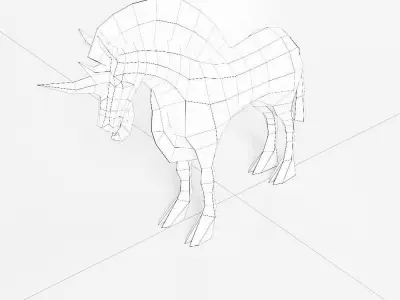 Horse 3d model unicorn Low-poly 3D model
