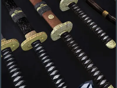 Samurai Weapons Low-poly 3D model