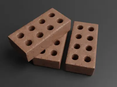 Red holey brick Lowpoly pack of bricks blocks low-poly Free low-poly 3D model
