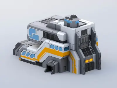 Sci-Fi Military Building - HQ Small Low-poly 3D model
