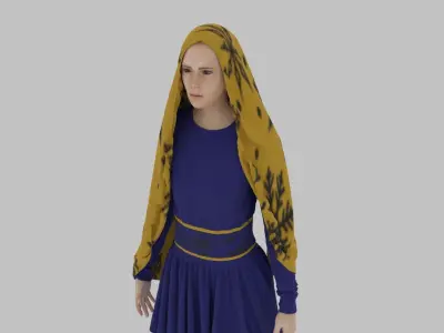  Hijab Woman Low-poly 3D model