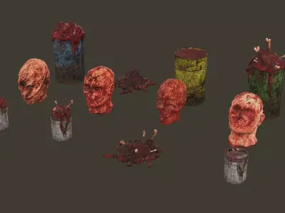 Horror Assets Human Corpse Body Part Collection X7 Pack 3D Model Low-poly 3D model