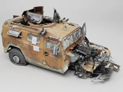 Tigr Tiger infantry mobility vehicle destroyed by Ukrainian army 3D model