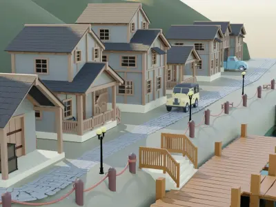 Fishermans Village Low-poly 3D model