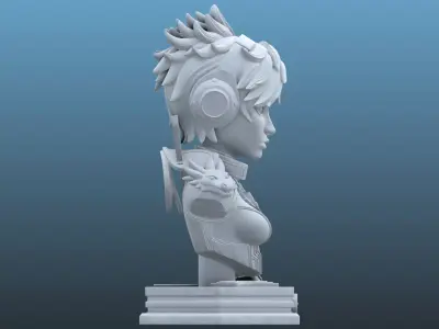 Cyber-Dragon Valkyrie - Tactical Female Warrior Bust PM-19 3D print model