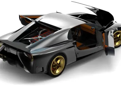 Supercar Opened Up Free 3D model