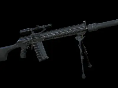 Silencer rifle Low-poly 3D model