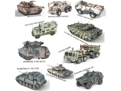10 Military Vehicles Collection v7 Low-poly 3D model
