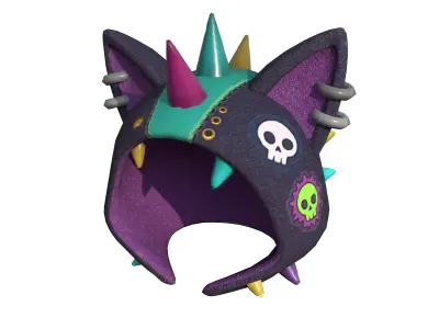 Roblox Hat Knitted Spike Helmet Cat Ears 3D Model Low-poly 3D model