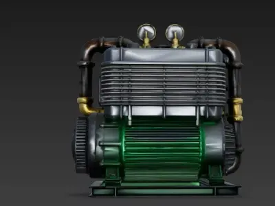 Radiant-Core Hybrid Power Generator Low Poly 3D Model Low-poly 3D model