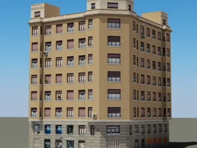 Building tall Low-poly 3D model