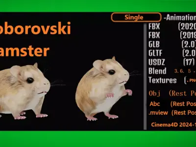Roborovski Dwarf Hamster Free 3D model
