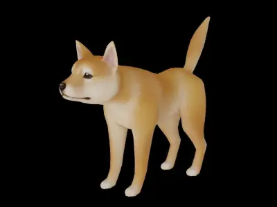 Cartoon Shiba Inu Low-poly 3D model