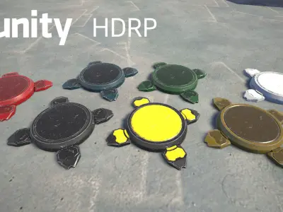 Landmine futuristic - lowpoly - PBR - 7 color variants Low-poly 3D model