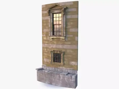 Brick Wall 0001 Modular Low-poly 3D model