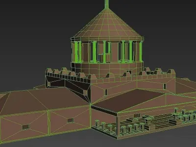 Temple castle Low-poly 3D model