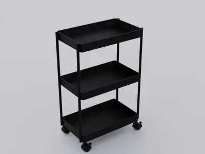 Small black utility roll cart Free 3D model