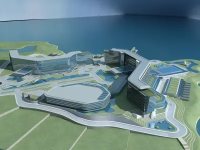 Beachfront Hotel 1 3D model