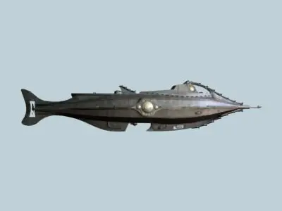 Nautilus metal ship with lights 3D model