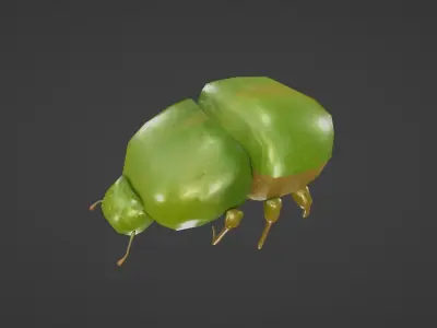 ANIMATED GREEN BEETLE Low-poly 3D model