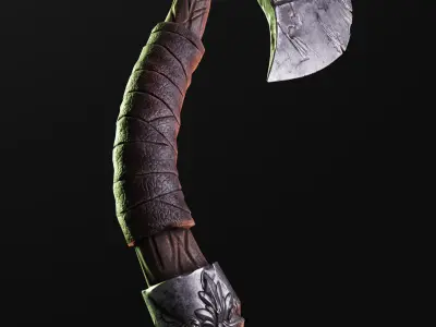 War Axe Low-poly 3D model 5