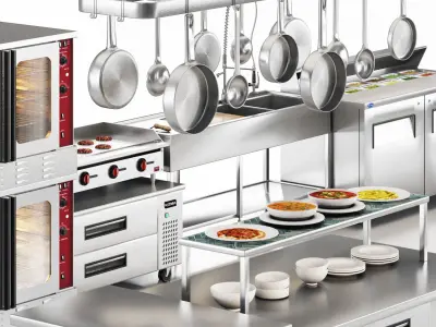 restaurant equipment 03 commercial kitchen Low-poly 3D model