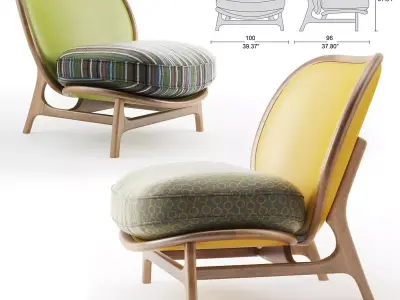 Sillon lounge chair with fabric and wooden frame Free 3D model