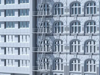 Commercial Building Facade 13 3D model